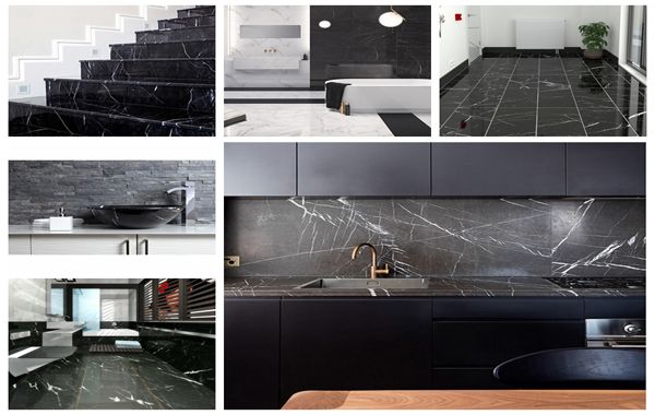 5 không gian đẹp miễn chê với đá marble đen tia chớp